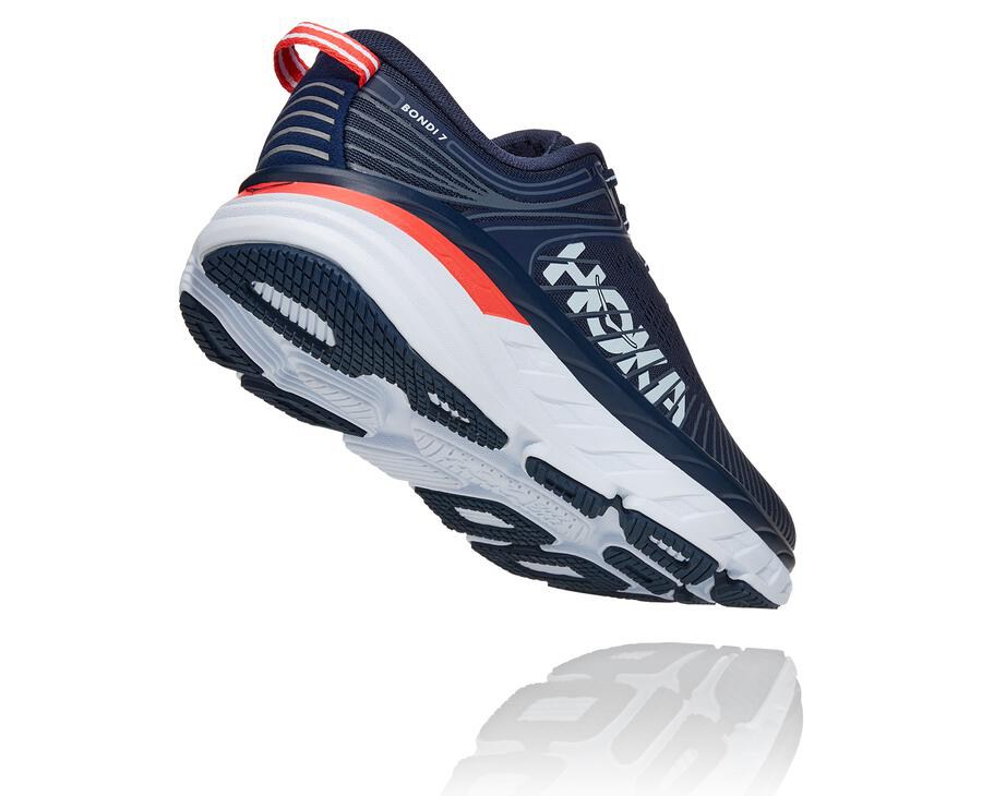 Running Shoes Womens - Hoka One One Bondi 7 - Navy/White - ODSMJHY-43